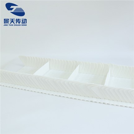 Gwregys cludo cadwyn blastig gwyn